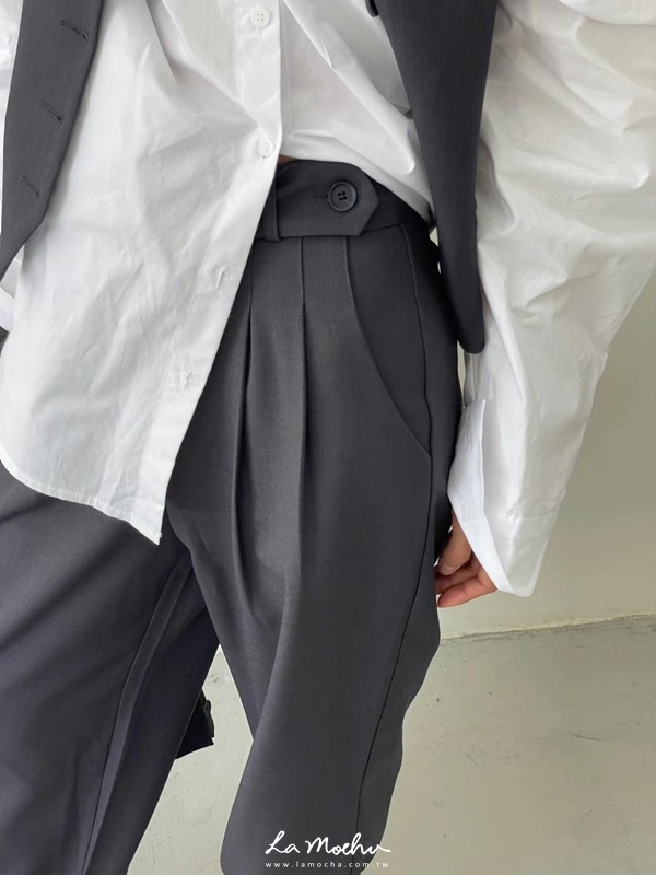 前抓褶側釦西裝長褲(闆娘.花花清單)